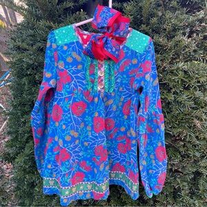 Matilda Jane Christmas tunic, bow, and big ruffles 8